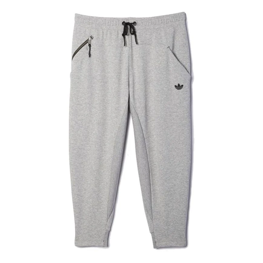 adidas originals Athleisure Casual Sports Knit Cropped Pants Gray AB9282