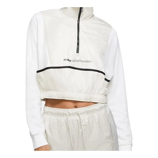 (WMNS) Nike Sportswear Zipper Cardigan Tops Short 'White' CU6383-100