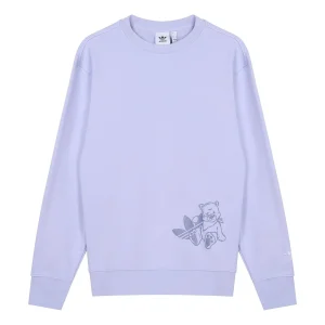 Men's adidas originals Bear Printing Sports Round Neck Pullover Light Purple HJ7824
