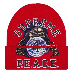 Supreme Peace Embroidered Beanie 'Red' SUP-FW23-2456