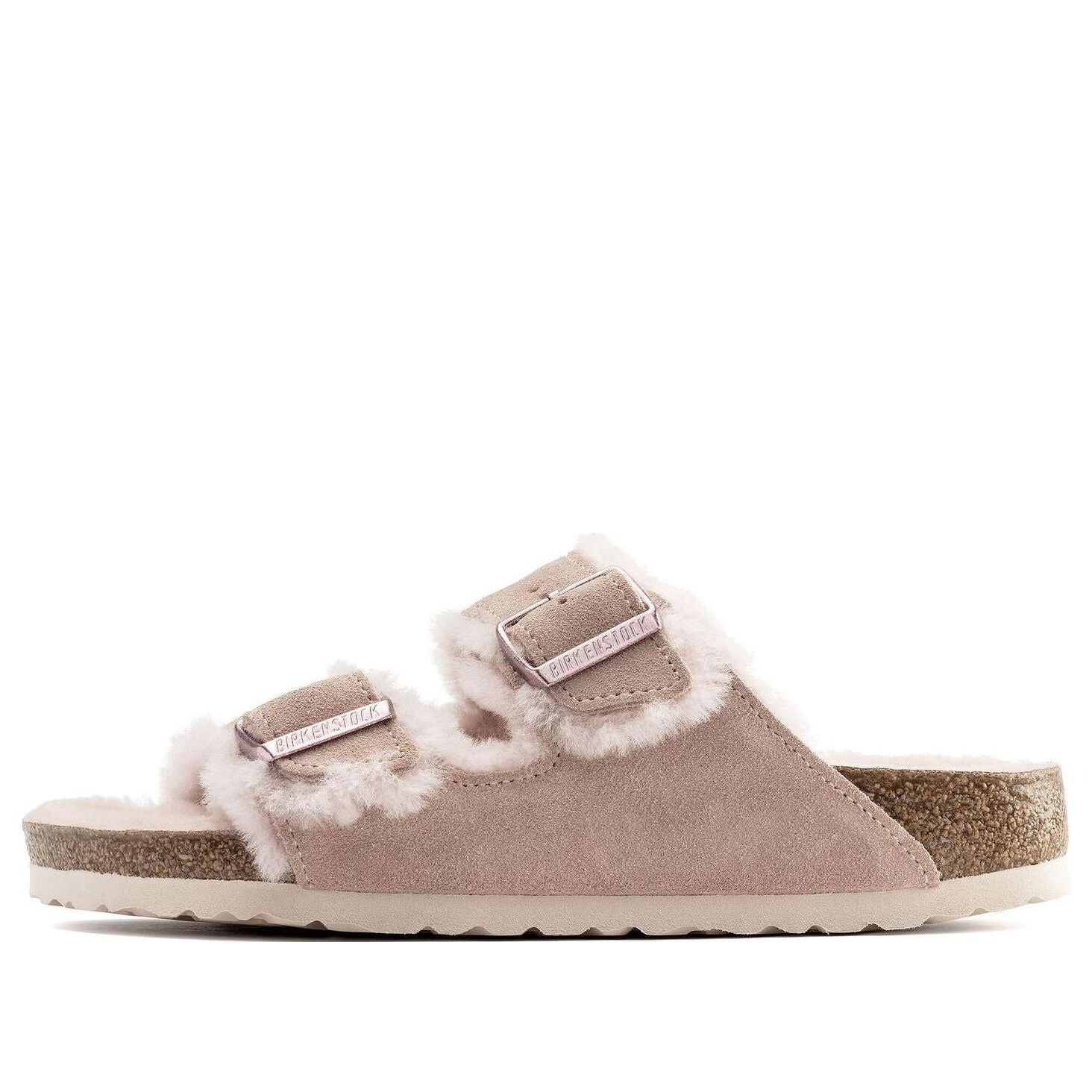 (WMNS) Birkenstock Arizona Shearling Suede Leather Sandals 'Light Rose' 1020389