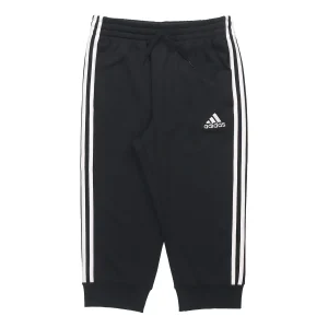 adidas M 3s Ft Tc 34pt Logo Embroidered Stripe Knit Bundle Feet Cropped Pants Black GK8987