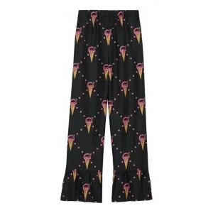 (WMNS) Gucci Ice Cream Print Satin Trousers 'Black' 733835-ZAL41-1187