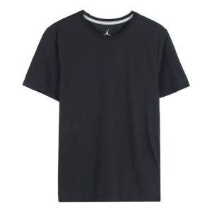 Men's Jordan Dri-Fit Solid Color Quick Dry Round Neck Casual Short Sleeve Black T-Shirt 743037-010