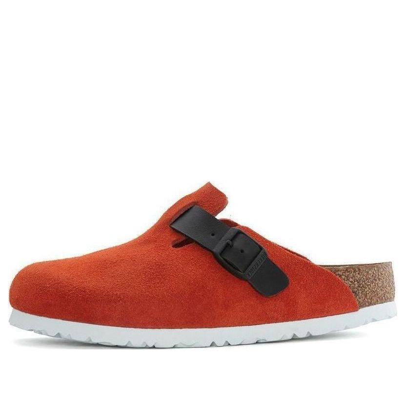 Birkenstock Boston Suede Leather/Birko-Flor Narrow Fit 'Tomato/Black' 1025971
