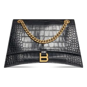 (WMNS) Balenciaga Crush Crocodile Medium Chain Bag 'Black' 716393210IX1000