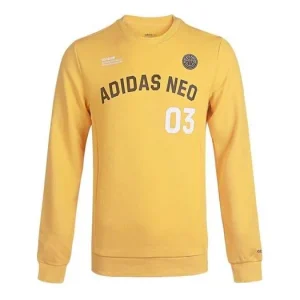 adidas neo M Cs Vrsty Sw Logo Printing Knit Sports Round Neck Pullover Yellow GJ8949