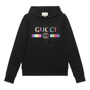 Gucci Cotton Logo Pullover Hooded Sweatshirt 'Black' 475374-XJAPA-1082