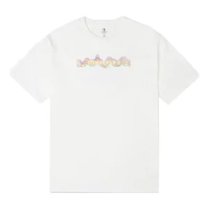 Men's Converse Printing Sports Knit Loose Short Sleeve White 10022775-A01