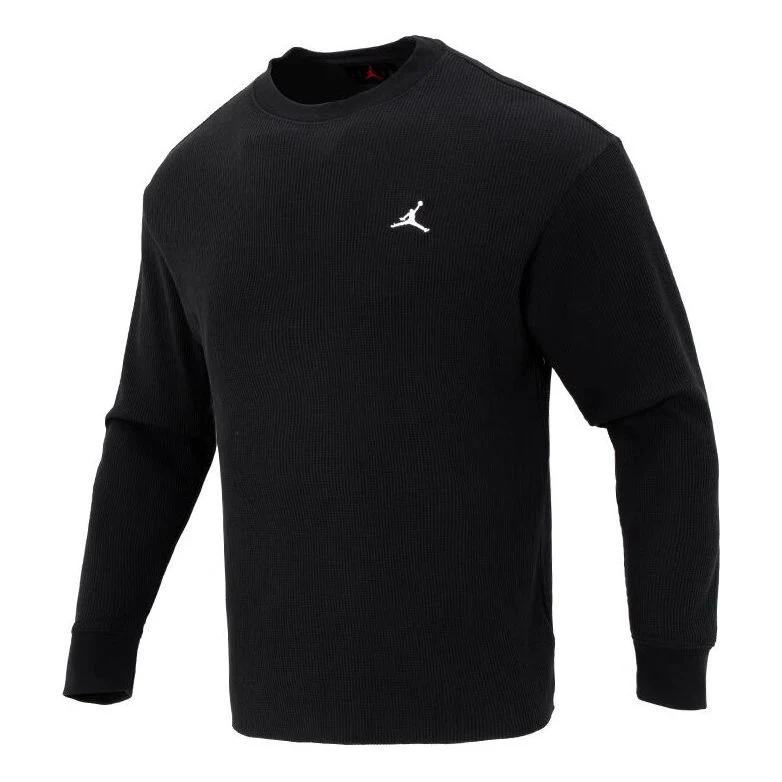 Air Jordan Essential Waffle Knit Long Sleeve Top Asia Sizing 'Black' FD7462-010
