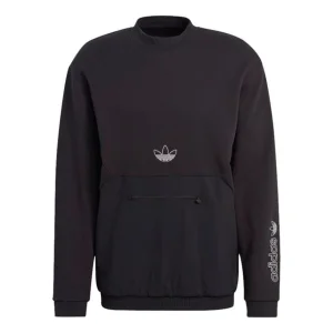 adidas originals Sprt Arc Crew Casual Sports Round Neck Long Sleeves Black GN2464