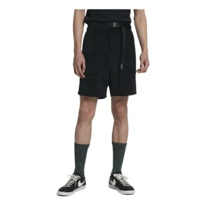Men's Nike Solid Color Big Pocket Design Adjustable Belt Sports Straight Shorts Black AA1076-010
