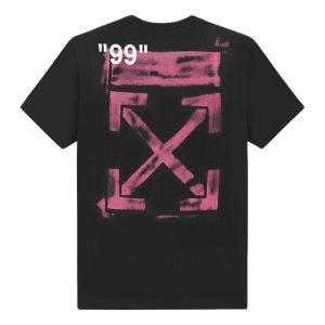 Men's Off-White Arrow Pattern Short Sleeve Loose Fit Black T-Shirt OMAA038R191850151028