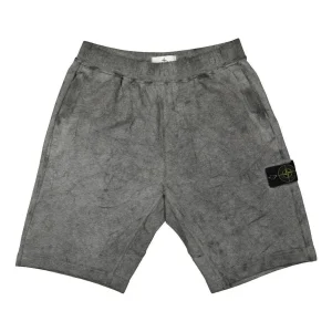 STONE ISLAND Patch Logo Fleece Shorts 'Melange Black' 741563690-V1M29