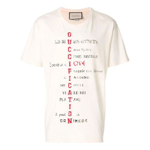 Gucci Alphabet Printing Short Sleeve Creamy White 492347-X3N07-7550