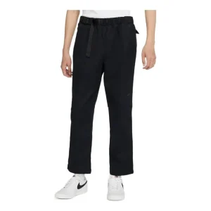 Men's Nike Solid Color Logo Embroidered Elastic Waistband Straight Casual Pants/Trousers Black DQ4297-010