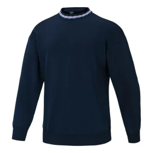 Men's adidas AFC LS CR SWT Solid Color Loose Round Neck Pullover Navy Blue HF4036