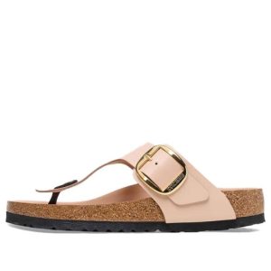 Birkenstock Gizeh Big Buckle Natural Leather Patent Narrow Fit Sandals 'High Shine New Beige' 1026572