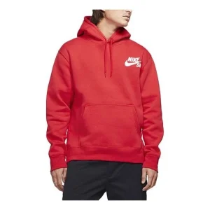 Nike SB Skateboard Icon Skateboard Hooded Long Sleeve Logo Pullover Sweatshirt Men's University Red CW7065-657