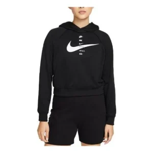 (WMNS) Nike Sportswear Full Logo Hoodie 'Black' DJ1124-010