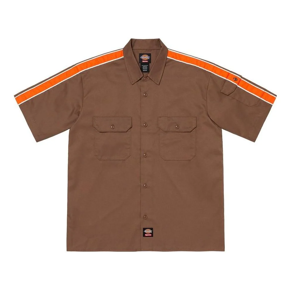 Supreme x Dickies Stripe S/S Work Shirt 'Brown Orange' SUP-SS22-815