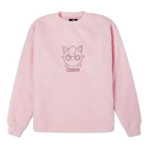 Converse x POKEMON Crossover Cartoon Embroidered Suede Round Neck Pullover Pink 10023902-660
