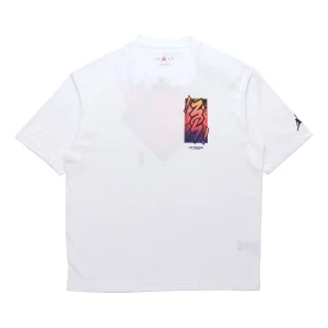 Air Jordan Dri-FIT Zion Basketball Sports Printing Knit Round Neck Short Sleeve White DH0593-100