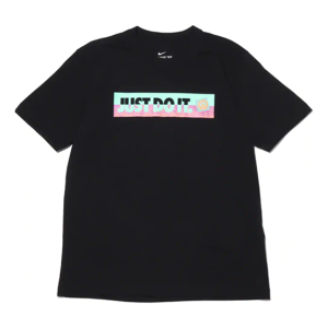 Men's Nike Contrasting Colors Large Logo Casual Sports Round Neck Short Sleeve Black T-Shirt DD1277-010
