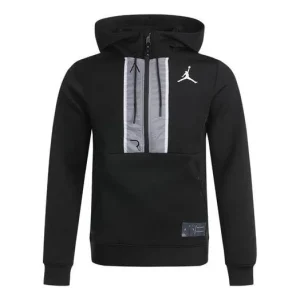 Men's Air Jordan Casual Sports Half Zipper Logo Jacket Black CK6454-010