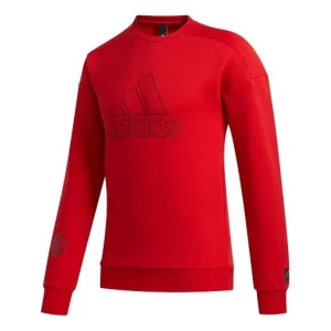 adidas Logo Printing Sports Pullover Red FU6221
