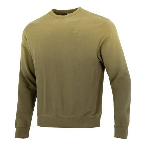 Men's Nike Gradient Logo Casual Loose Long Sleeves Pullover Round Neck Dark Green DQ4628-325