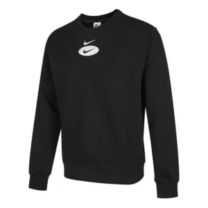 Men's Nike As Nsw Sl Bb Crew Casual Sports Fleece Lined Round Neck Long Sleeves Black DM5461-010