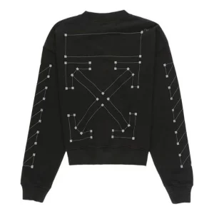 Men's Off-White Cotton Round Neck Pullover Black OMBA035E19E300011091