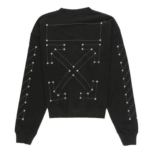 Men's Off-White Cotton Round Neck Pullover Black OMBA035E19E300011091