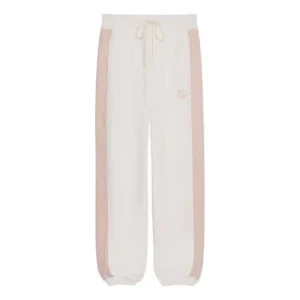 (WMNS) Gucci GG Felted Cotton Jersey Jogging Pants 'Off White Pink' 773746-XJF8U-9286