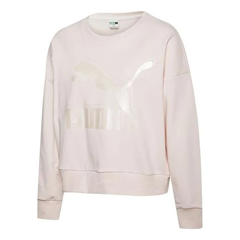 (WMNS) PUMA Printing Round-neck Sweatshirt Pink/Red 597405-87