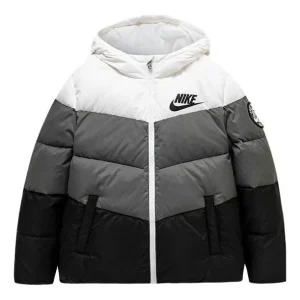 (PS) Nike Colorblock Chevron Puffer Jacket 'White Grey Black' NY2032191GS-006
