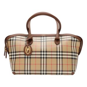 (WMNS) Burberry Small Check Zip Tote ‘Archive beige' 81290481