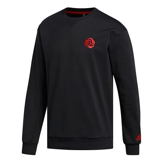 adidas Rose Crew Fleece Stay Warm Casual Sports Pullover Round Neck Black FP8368
