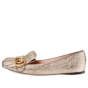 (WMNS) Gucci Marmont Ballet Flat 'Platinum' 453373-DKT00-7100