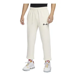 Nike LeBron Open Hem Fleece Trousers 'Beige Heather Black' FB7128-027