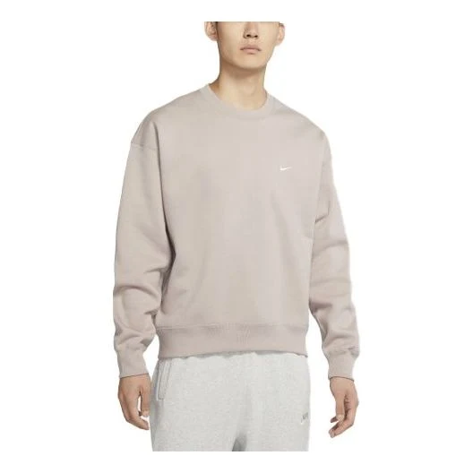 Men's Nike Lab Fleece Crew Solid Color Plush Stay Warm Sports Round Neck Pullover Yellow DA0318-245