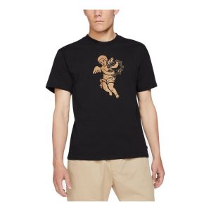 Nike SB Athleisure Casual Sports Breathable Angel Printing Skateboard Short Sleeve Black DJ1219-010