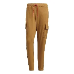 Men's adidas Casual Mid Waist Solid Color Sports Pants/Trousers/Joggers Khaki HC0255