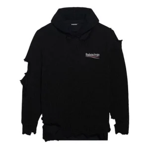 Balenciaga Political Campaign Destroyed Hoodie 'Black' 662718T32121069