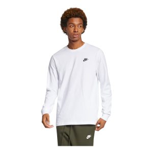 Men's Nike Embroidered Logo Loose Sports Running Long Sleeves White T-Shirt AR5194-100