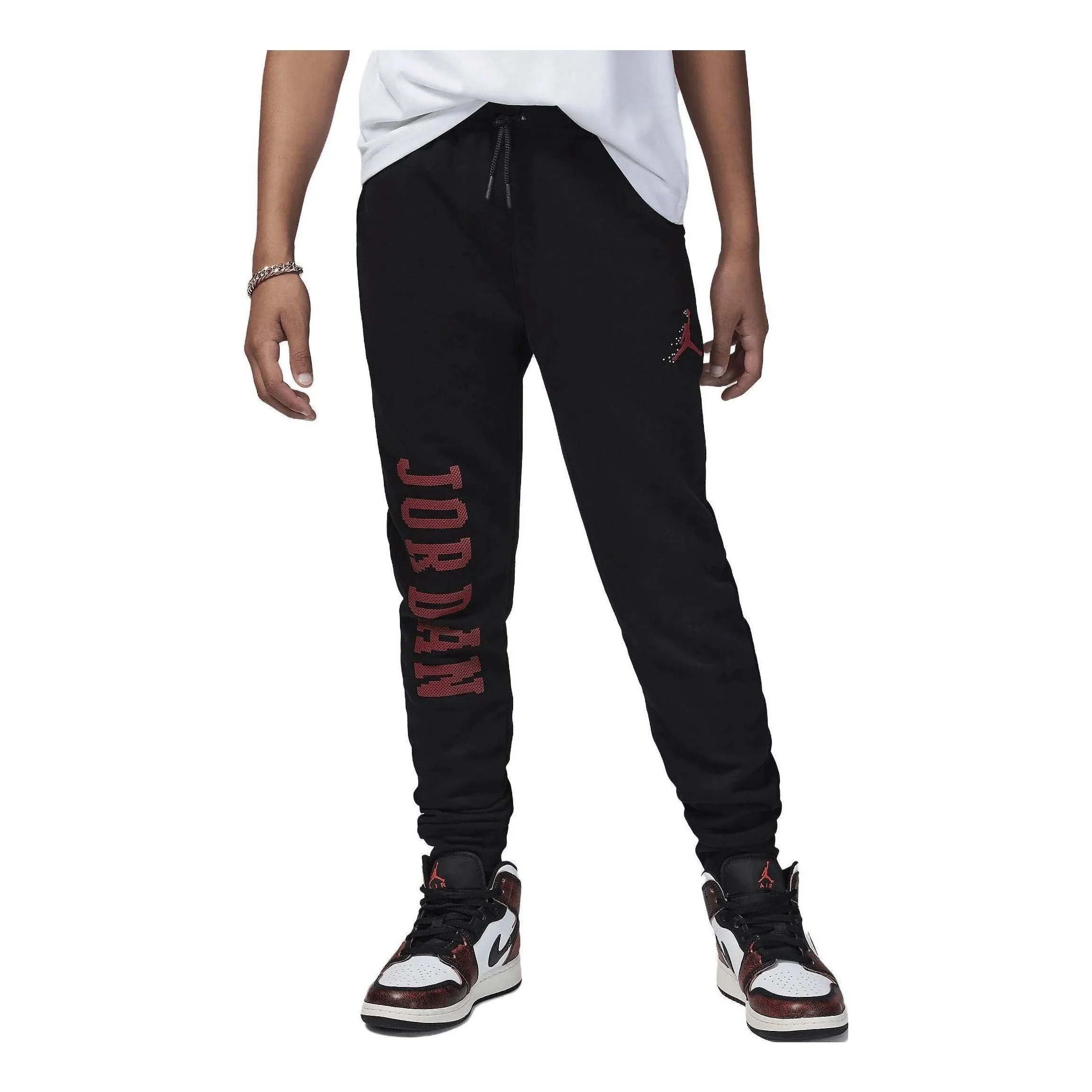 (GS) Air Jordan Essentials Member Sweatpants 'Black Red' FV5650-010