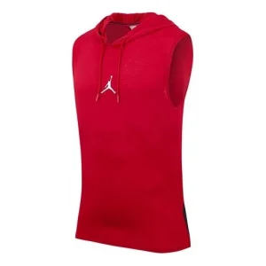 Men's Air Jordan Air Dri-Fit Back Alphabet Printing Hooded Gym Red Vest CW0373-687