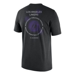 Nike x NBA Crossover Los Angeles Lakers Courtside Pattern Printing Round Neck Short Sleeve Black DH6737-010