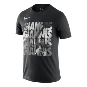 Nike Dri-FIT NBA Milwaukee Bucks Alphabet Basketball Sports Quick Dry Short Sleeve Black BV8521-011
